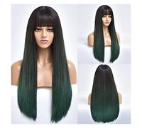 Parrucche Parrucca sintetica nera lunga diritta for donna con frangia parrucche Lolita cosplay bionde rosa rosse da 26 pollici capelli resistenti al calore Parrucca da donna(Color:TB073-2)