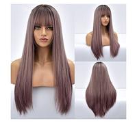 Parrucche Parrucca sintetica nera lunga diritta for donna con frangia parrucche Lolita cosplay bionde rosa rosse da 26 pollici capelli resistenti al calore Parrucca da donna(Color:TB2020032-10)