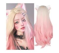 Parrucche Parrucca sintetica riccia lunga for donna, parrucca ondulata rosa bionda sfumata da 26 pollici con attaccatura dei capelli naturale, parrucca resistente al calore nella parte centrale for l'