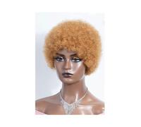 Parrucche Parrucche afro ricce castane corte Parrucca bionda Pixie riccia Capelli umani Fatta a macchina per la festa quotidiana(Honey Blonde)