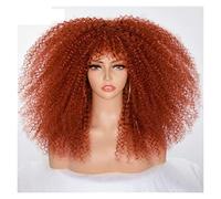 Parrucche Parrucche afro ricci for donne nere Parrucca riccia afro crespa da nero a marrone con frangia Capelli cosplay senza colla in fibra sintetica da 18 pollici Parrucca da donna(Color:350r)