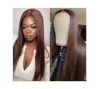 Parrucche Parrucche anteriori in pizzo marrone scuro diritte Parrucche anteriori in pizzo for capelli umani 13x4 for donne nere #4 Parrucca in pizzo brasiliano for capelli Remy color cioccolato con ca