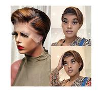 Parrucche Parrucche bionde dorate Ombre corte Pixie Cut Parrucche frontali in pizzo corto Bob Parrucche for capelli umani 13X4 Parrucche brasiliane in pizzo for capelli Remy for donne nere Parrucca da