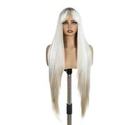 Parrucche Parrucche bionde ombre bianche diritte da 36 pollici colorate for le donne Parrucca sintetica cosplay con frangia Acconciatura realistica