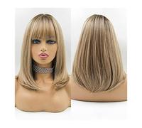 Parrucche Parrucche bionde ombre con frangia Parrucche sintetiche caschetto dritto medio for le donne Parrucche in fibra resistente al calore cosplay dall'aspetto naturale quotidiano Parrucca