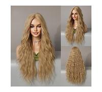 Parrucche Parrucche bionde ricce ondulate lunghe for le donne Parrucche sintetiche naturali con riga media Uso quotidiano Capelli finti resistenti al calore parrucca in fibra