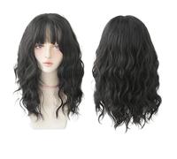 Parrucche Parrucche blu a onde sciolte lunghe fino alle spalle con parrucca for capelli ondulati ricci a strati radici scure for le donne ogni giorno(C8262-2)