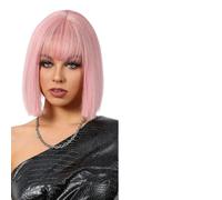 Parrucche Parrucche Bob corte e diritte con frangia Capelli rosa chiaro for parrucche da donna(WL1199-1)