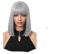 Parrucche Parrucche Bob corte e diritte con frangia Capelli rosa chiaro for parrucche da donna(WL1209-1)