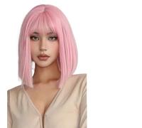 Parrucche Parrucche Bob corte e diritte con frangia Capelli rosa chiaro for parrucche da donna(WL1205-1)