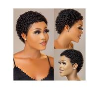 Parrucche Parrucche corte afro ricce for donne nere Parrucca di capelli umani 100% capelli vergini brasiliani Parrucca Donna