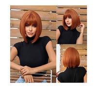 Parrucche, Parrucche corte dritte con frangia Parrucca arancione Parrucche sintetiche di alta qualità for le donne Cosplay quotidiana Capelli in fibra resistente al calore,Parrucche per coprire la ca