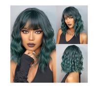 Parrucche Parrucche corte ondulate resistenti al calore for uso cosplay quotidiano for le donne Parrucca sintetica naturale Bob marrone scuro con frangia for ragazza parrucca in fibra(Color:SS170-1)