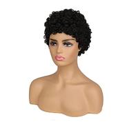 Parrucche Parrucche Corte Ricce Parrucche Piene Con Frangetta Parrucche Lisci Miste Brasiliane Parrucche Di Ricambio Per Capelli (Nero 6 Pollici)