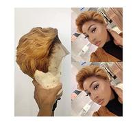 Parrucche Parrucche for capelli umani frontali in pizzo biondo oro Ombre Pixie Cut Capelli corti brasiliani Remy Parrucca con chiusura in pizzo 4X4 morbida e traspirante for donne nere Parrucca da don