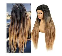 Parrucche Parrucche for le donne afro nere Lungo rettilineo sintetico Trecce intrecciate Parrucche 26 '' Trecce sintetiche di alta qualità parrucca in fibra(Color:1B-27)