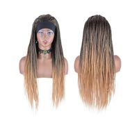 Parrucche Parrucche for le donne afro nere Lungo rettilineo sintetico Trecce intrecciate Parrucche 26 '' Trecce sintetiche di alta qualità parrucca in fibra(Color:Headband 1B-27)