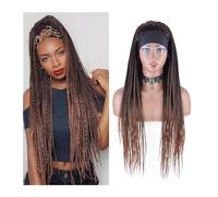 Parrucche Parrucche for le donne afro nere Lungo rettilineo sintetico Trecce intrecciate Parrucche 26 '' Trecce sintetiche di alta qualità parrucca in fibra(Color:Headband 1B-30)