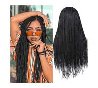Parrucche Parrucche for le donne afro nere Lungo rettilineo sintetico Trecce intrecciate Parrucche 26 '' Trecce sintetiche di alta qualità parrucca in fibra(Color:1B)