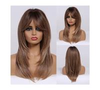Parrucche Parrucche for uso quotidiano ad alta temperatura for cosplay, taglio corto a forma di folletto, parrucca sintetica diritta a strati di capelli naturali castano scuro for donne nere Parrucca