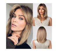 Parrucche Parrucche for uso quotidiano ad alta temperatura for cosplay, taglio corto a forma di folletto, parrucca sintetica diritta a strati di capelli naturali castano scuro for donne nere parrucca
