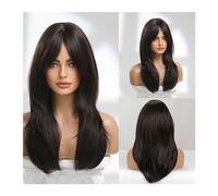 Parrucche Parrucche for uso quotidiano ad alta temperatura for cosplay, taglio corto a forma di folletto, parrucca sintetica diritta a strati di capelli naturali castano scuro for donne nere parrucca