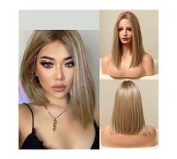 Parrucche Parrucche frontali in pizzo biondo marrone Parrucca frontale in pizzo sintetico con caschetto corto e dritto con capelli da bambino for capelli naturali da donna con taglio smussato Parrucca