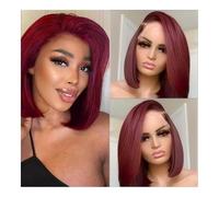 Parrucche Parrucche frontali in pizzo bordeaux 180% densità Parrucca frontale in pizzo trasparente Glueless Parrucca corta dritta Bob Parrucche Bob for capelli umani Parrucca da donna(14inches)