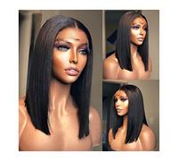 Parrucche Parrucche frontali in pizzo corto con capelli umani 13x1 Parrucca frontale in pizzo dritto Parrucca con parte a T con nodi candeggina Pre pizzicati 13x4 Capelli Remy indiani parrucca in fibr