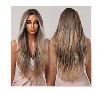 Parrucche Parrucche in pizzo ondulato lungo da 26 pollici Parrucche sintetiche bionde in evidenza marrone rame for le donne Fibra resistente al calore naturale quotidiana Parrucca