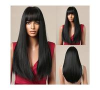 Parrucche Parrucche lunghe diritte for capelli neri resistenti al calore for donne Parrucche sintetiche for capelli naturali Cosplay quotidiana Parrucca da donna(LC2126-1)