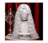 Parrucche Parrucche lunghe ricci for donne Parrucche sintetiche bianche retrò for ragazze con frangia Parrucca in fibre sintetiche resistenti al calore for cosplay di feste e uso quotidiano Parrucca