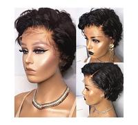 Parrucche Parrucche nere corte ricci for capelli umani Pixie Cut 4X4 Parrucche con chiusura in pizzo for donne nere Parrucche frontali in pizzo for capelli Remy brasiliani corti con capelli for bambin