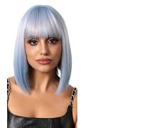 Parrucche Parrucche Ombre da blu chiaro a bianco Parrucca corta diritta con frangia for la festa donna quotidiana(WL1138-1)