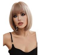 Parrucche Parrucche Ombre marrone chiaro for le donne Parrucca quotidiana con frangia for capelli corti Capelli finti for uso party(LC1122-1)
