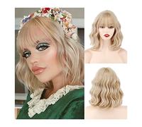 Parrucche Parrucche ondulate corte con frangia d'aria, parrucche ondulate sintetiche for donne ragazza, parrucche sintetiche ricce naturali da 12 pollici Parrucche cosplay colorate Parrucca da donna (