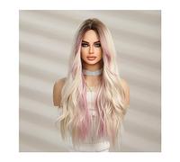 Parrucche Parrucche ondulate lunghe bionde bionde sintetiche marroni miste rosa con frangia Uso for feste cosplay Fibra resistente al calore for le donne Parrucche per la sostituzione dei capelli