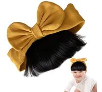 Parrucche - Parrucche per giovani ragazze con frangia e fiocco, fascia per capelli, accessori per capelli alla moda per fotografia, incontri, casa e viaggi