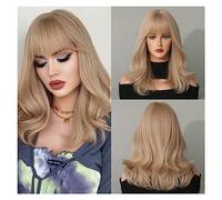 Parrucche Parrucche resistenti al calore Ombre ondulate lunghe Parrucca da nera a rossa for le donne Parrucca di capelli sintetici for feste di cosplay giornaliere con frangia soffice Parrucca da donn