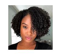 Parrucche Parrucche ricce con parte laterale in capelli umani for donne nere, densità 180% Parrucca da donna(10inches)