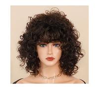 Parrucche Parrucche ricce corte sciolte for donne nere Parrucca afro Parrucche sintetiche resistenti al calore Soffici mezze parrucche naturali Capelli morbidi Festa Uso quotidiano Parrucca