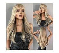 Parrucche Parrucche ricci ondulate lunghe for capelli da donna Parrucca sintetica naturale for capelli finti resistenti al calore con frangia Parrucca