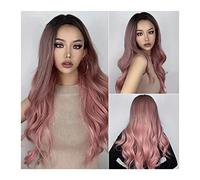 parrucche Parrucche rosa Ombre Parrucche sintetiche Ombre Parrucche naturali for capelli con onde d'acqua Parrucche da 24 pollici Parrucca morbida resistente al calore Parrucche lunghe naturali for ca