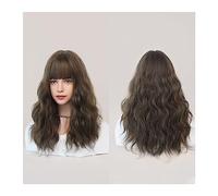 Parrucche Parrucche rosso scuro for donna Parrucca ondulata bordeaux con frangia Parrucca sintetica colorata Ombre rossa for la festa quotidiana Parrucca(Bruin)