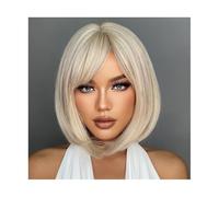 Parrucche Parrucche sintetiche bionde bianche grigie con frangia Parrucca for capelli corti e lisci for donne Cosplay Capelli quotidiani resistenti al calore,per donne