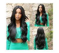 Parrucche Parrucche sintetiche biondo platino Ombre Parte centrale Cosplay Parrucca di capelli lunghi platino ondulati naturali for donne Afro resistente al calore quotidiano per la festa quotidiana(C