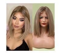 parrucche Parrucche sintetiche del merletto Parrucche corte diritte del bob 13*1 Parrucche del merletto della parte di T Parrucche sintetiche ad alta temperatura dei capelli biondi for le donne Cospla