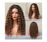 parrucche Parrucche sintetiche del merletto Parrucche ricci profondi di media lunghezza resistenti al calore morbidi con i capelli del bambino Parrucche sintetiche del pizzo della parte di 13*1 T for