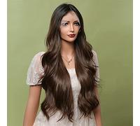 parrucche Parrucche sintetiche for capelli naturali lunghi in pizzo marrone scuro Parrucche frontali in pizzo svizzero trasparenti for parrucche cosplay for donne Parrucca resistente al calore a densi