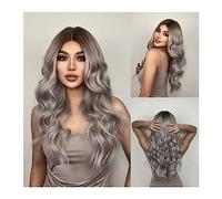 Parrucche Parrucche sintetiche lunghe Ombre da 24 pollici for parrucca da donna Parrucche Cosplay ondulate ad alta densità di temperatura parte centrale resistenti al calore parrucca in fibra